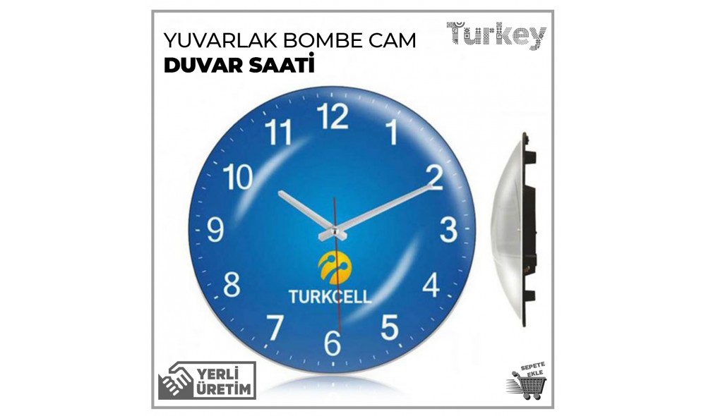 Yuvarlak Bombe Cam Duvar Saati